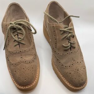 Anthropologie Silent D. Taupe
Suede Wedge Oxfords Size 37.